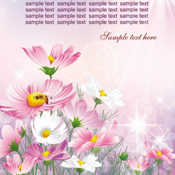 Spring Flowers Garden Vector Background white web vector unique sunshine sun stylish spring quality pink original illustrator high quality graphic garden fresh free download free flowers floral download design creative bee background   