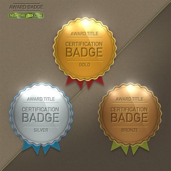 Glossy Round Scalloped Award Badge Set web unique ui elements ui third prize stylish silver set second prize scalloped round quality psd prize original new modern interface hi-res HD gold fresh free download free first prize elements download detailed design creative clean bronze badge award   