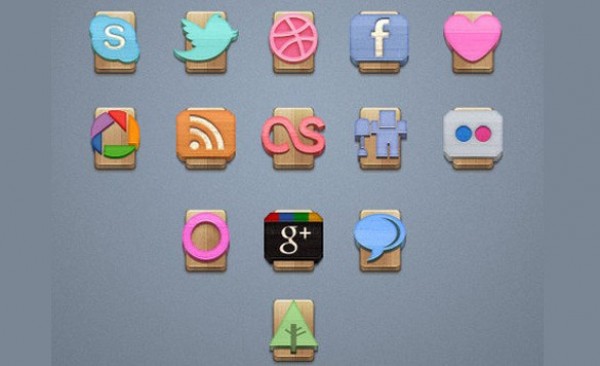 14 Creative Wood Social Media Icons Set wood web unique ui elements ui stylish social media social icons simple quality original new networking modern interface icons hi-res HD fresh free download free elements download detailed design creative clean bookmarking   