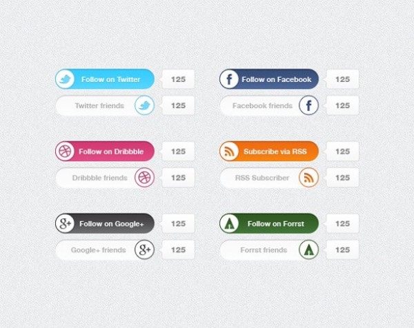 6 Modern Social Media Subscribe Buttons Set PSD web unique ui elements ui twitter switches subscription subscribe stylish social rss quality original new networking modern interface hi-res HD fresh free download free facebook elements dribble download detailed design creative counter clean buttons bookmarking   