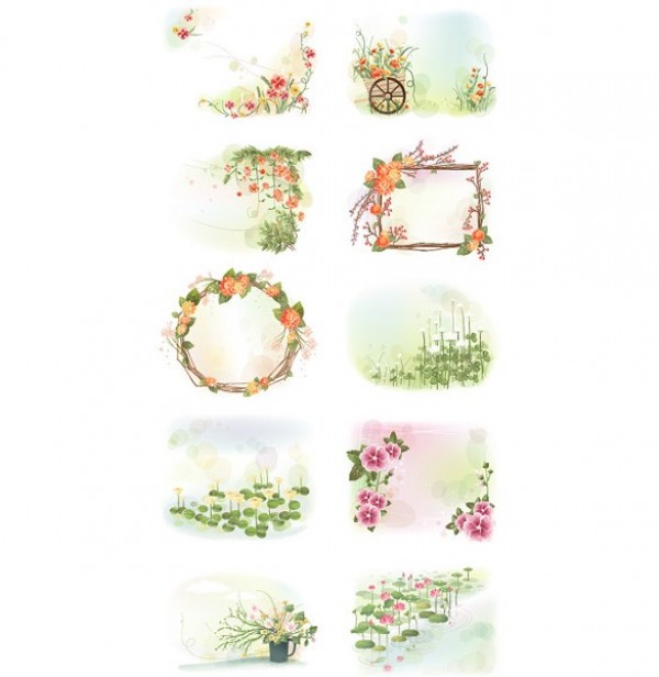 10 Floral Garden Vector Frame Graphics web vector unique ui elements stylish quality original new interface illustrator high quality hi-res HD graphic garden fresh free download free frame flower floral elements download detailed design creative card background   