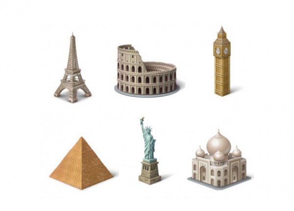 Famous Buildings of the World world web vectors vector graphic vector unique ultimate ui elements tajmahal Statue of Liberty quality pyramids psd png photoshop pack original new modern jpg illustrator illustration icons ico icns high quality hi-def HD fresh free vectors free download free famous buildings elements eiffel tower download design creative ai   