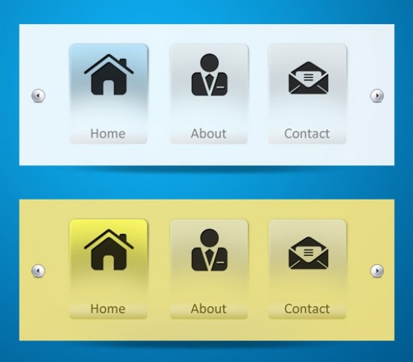 2 Simplistic Modern Navigation Menus Set yellow web unique ui elements ui stylish simplistic simple set quality psd original new navigation nav modern menu interface home hi-res HD fresh free download free elements download detailed design creative contact clean buttons blue basic about   