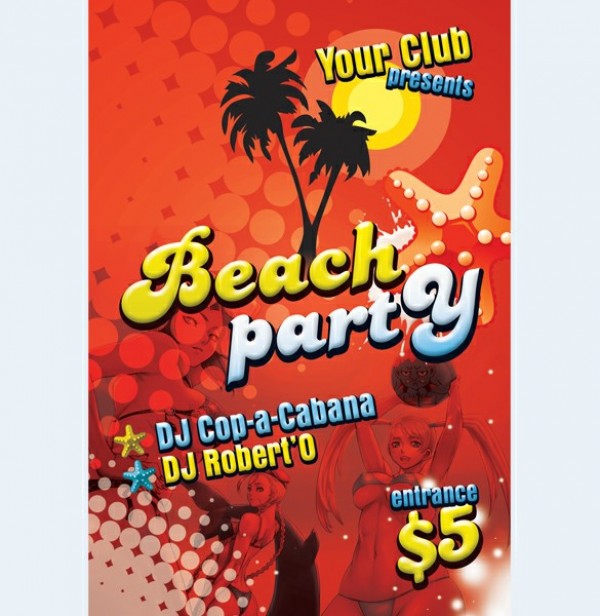 Print Ready Beach Party Flyer PSD web unique ui elements ui stylish quality psd print ready party poster party flyer party original new modern interface hi-res HD girls fresh free download free elements download detailed design creative clean beach party poster beach party flyer beach   