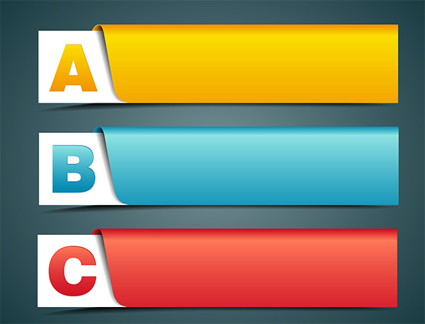 3 Bright Colors ABC Alphabet Banners Set vector set letters free download free fold colorful bright alphabet abc   