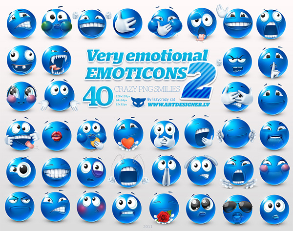 40 Very Emotional Emoticons Smiley Icons ui elements ui smiley set icons free download free faces emotional emoticons blue   