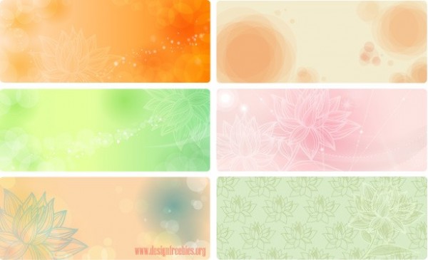 6 Soft Pastel Floral Abstract Vector Banners Set web vector unique ui elements stylish soft quality pastel original new interface illustrator high quality hi-res header HD graphic fresh free download free floral elements download detailed design creative banner background ai abstract   