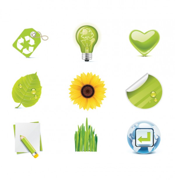 9 Eco Green World Vector Icons Set world web vectors vector graphic vector unique ultimate recycle quality photoshop pack original note new modern illustrator illustration icons high quality green grass go green fresh free vectors free download free download design daisy creative ai   