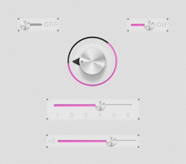 Chrome Sliders and Toggles UI Elements PSD web unique ui elements ui toggles stylish sliders simple quality pink original new modern knobs interface hi-res HD grey gray fresh free download free elements download detailed design creative clean chrome   