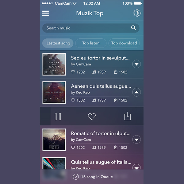 Mobile Music App UI Elements ui music kit music app music mobile icons free   