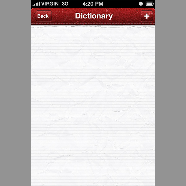 Crinkle Paper iPhone Dictionary App ui elements ui paper notes lined iphone app iphone grunge free download free dictionary   