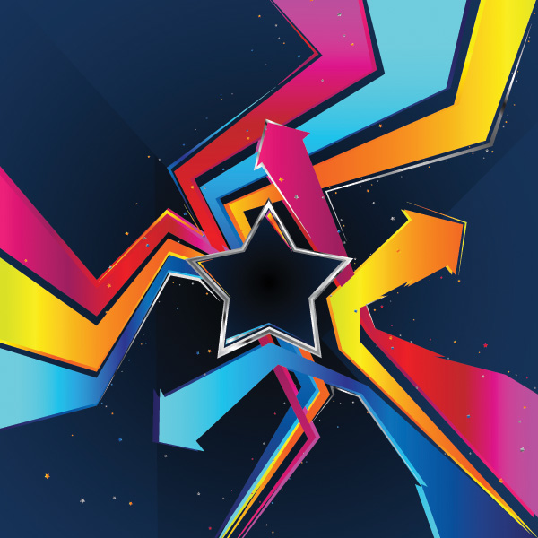 Colorful Star and Arrows Abstract Background web vector unique ui elements stylish star quality original new interface illustrator high quality hi-res HD graphic fresh free download free elements download detailed design dark blue crooked arrows creative colorful arrows colorful blue background arrows abstract background arrows abstract   