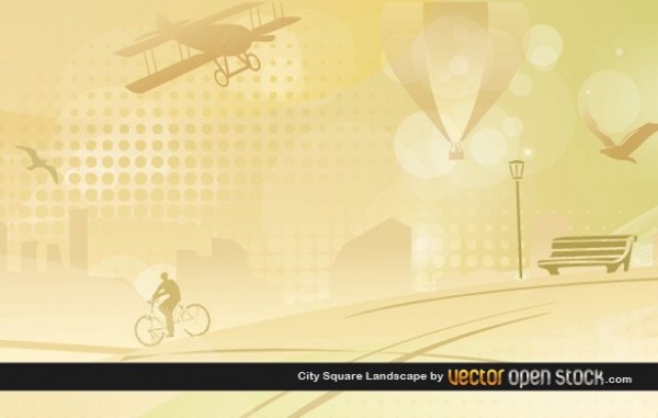 Soft Toned City Square Vector Landscape web vector unique ui elements stylish square skyscraper scene quality park bench original new landscape interface illustrator high quality hi-res HD graphic fresh free download free elements download detailed design creative city bicycle background airplane air balloon ai   