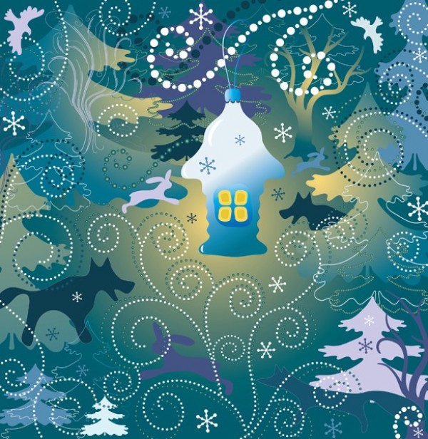 Blue Winter Christmas Forest Vector Background winter web vector unique ui elements swirl stylish snowflake quality original new lamp interface illustrator high quality hi-res HD graphic fresh free download free forest eps elements download detailed design creative christmas blue background animals ai   