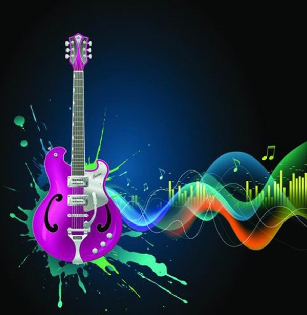 Cool Music Splash Guitar Vector Background web vector unique stylish splash quality original music illustrator high quality guitar graphic fresh free download free download design creative background abstract   