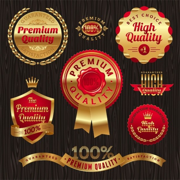Premium Quality Red/Gold Labels Vector Set wreaths web vector unique ui elements stylish set ribbons red quality premium original new labels interface illustrator high quality hi-res HD graphic gold ribbon gold labels gold fresh free download free eps elements download detailed design deluxe crown creative   