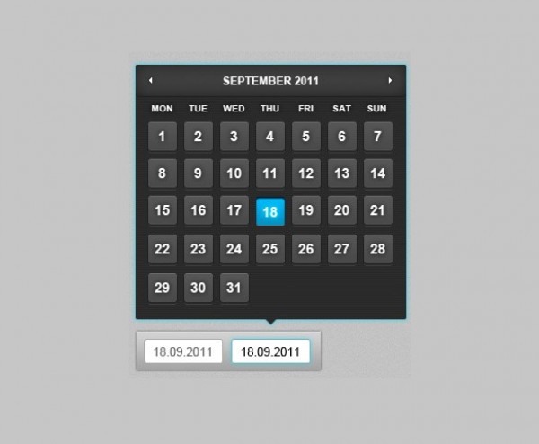 Dark Clear Monthly Calendar Widget PSD widget web unique ui elements ui stylish quality psd original new month modern interface hi-res HD fresh free download free elements download detailed design date dark creative clean calendar blue   