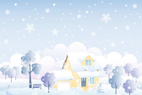 Snowy Winter Home in the Trees Background winter scene winter web vector unique ui elements trees stylish snowing snowflakes snow quality original new interface illustrator house high quality hi-res HD graphic fresh free download free eps elements download detailed design creative background abstract   