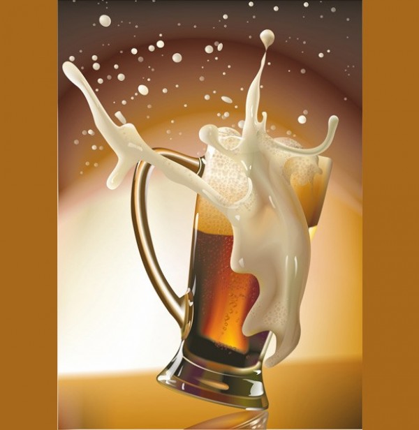 Realistic Foaming Beer Mug with Splash CDR web unique ui elements ui stylish stein splash simple realistic quality original new mug modern interface hi-res HD glass fresh free download free foaming elements download detailed design creative clean cdr bubbly bubbles beer   
