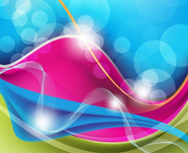 Blue Pink Waves Abstract Vector Background web wave vector unique stylish quality pink original illustrator high quality graphic fresh free download free eps download design curves creative bubbles bokeh blue background abstract   