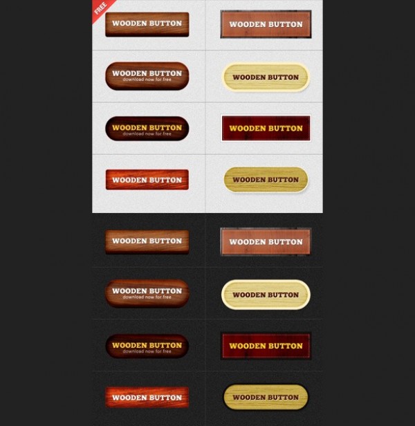 8 Unique Wooden Web UI Buttons Set PSD wooden wood web unique ui elements ui stylish set quality psd original new modern light interface hi-res HD fresh free download free elements download detailed design dark creative clean buttons   