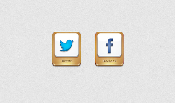 Gold Metal Facebook & Twitter Social Icons Set twitter icon social icons metal golden gold free facebook icon   