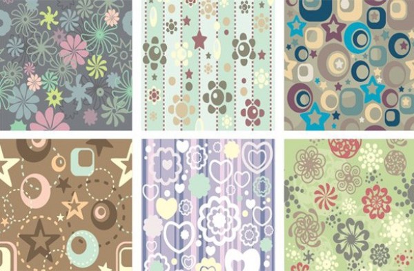 6 Awesome Retro Pattern Vector Background web vintage vector unique stylish seamless retro repeatable quality patterns original new illustrator high quality graphic fresh free download free floral download design creative background   