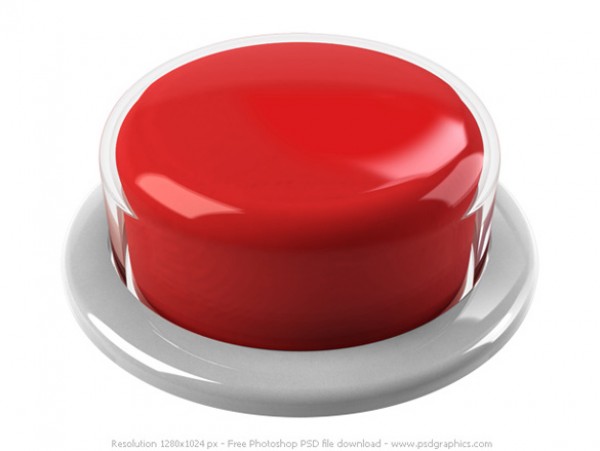 3D Shiny Red Push Button web security red push button psd plastic stop button panic button emergency alarm button 3d   