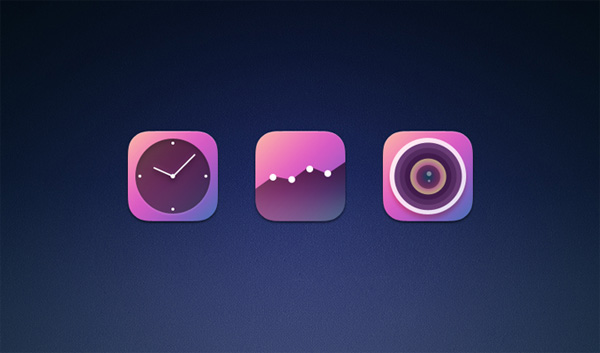 3 Gradient iOS7 Icons Set ui elements ui rounded lens iphone ios7 icons ios7 icons icon graph free download free clock camera   