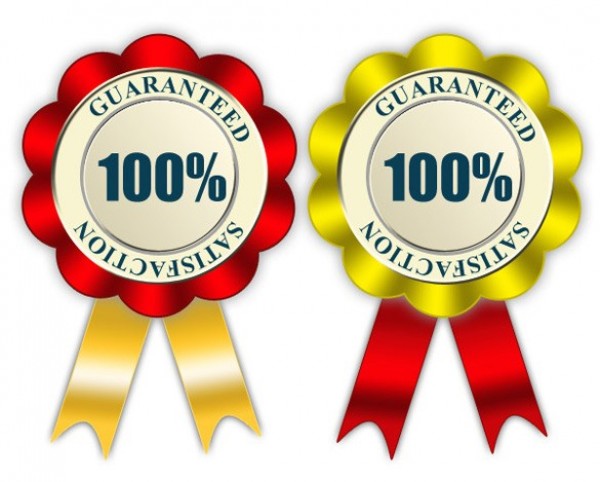 2 Glossy Satisfaction Guaranteed Badges Set yellow web unique ui elements ui stylish set satisfaction guaranteed ribbon red quality psd original new modern interface hi-res HD glossy fresh free download free elements download detailed design creative clean badge 100%   