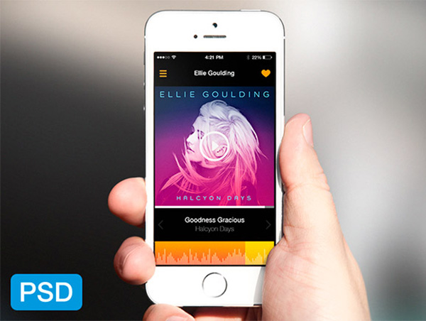 Designer iOS7 Music Player Concept ui elements ui music player ios7 music player ios7 app ios7 free download free design concept colorful   