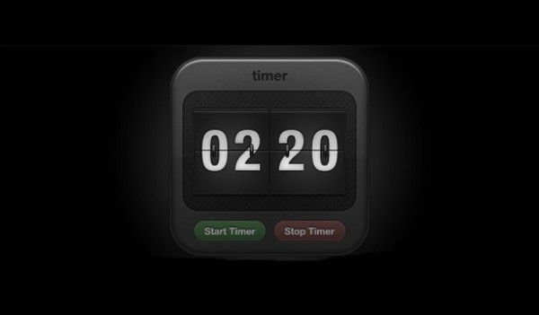 Little Black Timer Flip Clock PSD web unique ui elements ui timer stylish quality psd original new modern interface icon hi-res HD fresh free download free flipper flip clock elements download detailed design dark creative clock clean buttons black   