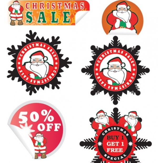 6 Showy Christmas Sale Stickers Vector Set web vector unique ui elements stylish stickers set sales red quality original new interface illustrator high quality hi-res HD graphic fresh free download free eps elements download detailed design creative christmas   