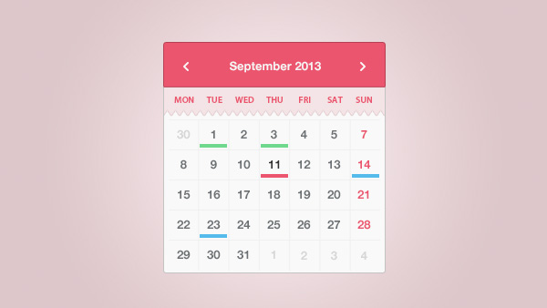 Month Calendar Widget Coded CSS and PSD widget vector psd month free download free events css coded calendar   