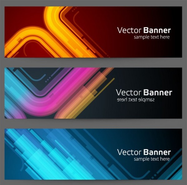 3 Futuristic Tech Abstract Vector Banners Set web vector unique ui elements tech stylish set quality original new modern interface illustrator high quality hi-res headers HD graphic futuristic fresh free download free eps elements download detailed design dark creative colors banners abstract   