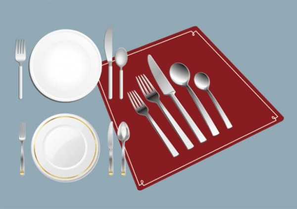 Elegant Dinner Place Setting Vector Graphic web vector unique ui elements stylish spoon silverware quality plate place setting original new napkin knife interface illustrator high quality hi-res HD graphic fresh free download free fork elements download dinnerware dinner detailed design cutlery creative   