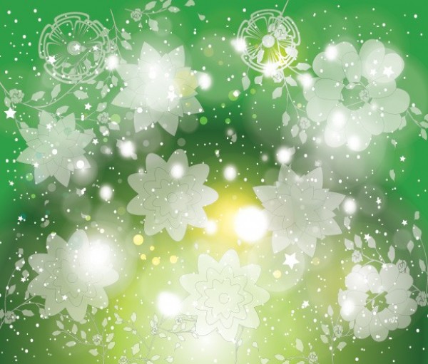 Transparent Floral Abstract Green Vector Background white flowers web vector unique transparent stylish quality original illustrator high quality green graphic glowing fresh free download free floral download design creative background ai abstract   