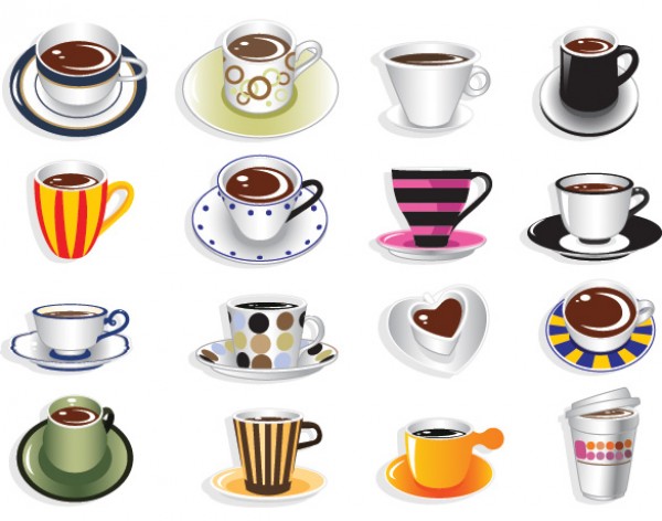 16 Tea Coffee Cup Vector Icon Set web vectors vector graphic vector unique ultimate tea saucer quality photoshop pack original new modern illustrator illustration icon high quality fresh free vectors free download free download design cup creative coffee ai   