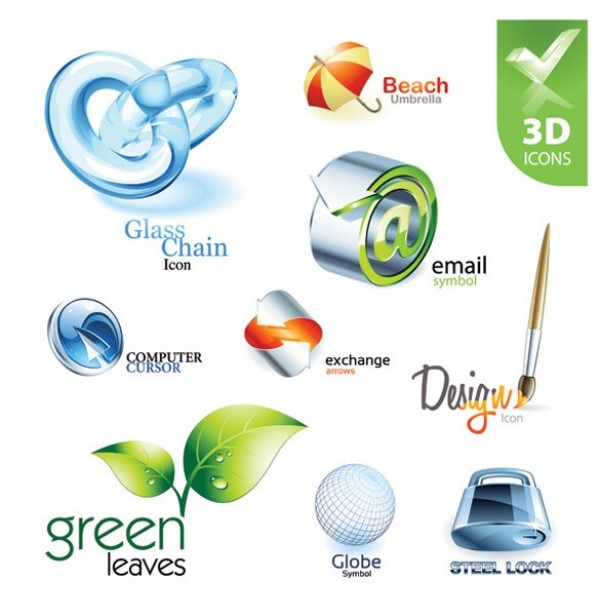 Isometric 3D Glossy Web Icons Set web vector unique ui elements stylish sign quality paint brush original new leaves interface illustrator icons high quality hi-res HD graphic glass chain fresh free download free elements download detailed design creative   
