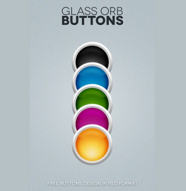 Colorful Round Glass Web UI Buttons Set PSD web unique ui elements ui stylish set round quality psd original orb new modern metal trim interface hi-res HD fresh free download free elements download detailed design creative colorful clean buttons   