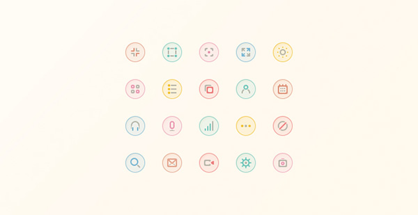 20 Pastel Circle Glyph Icons Set ui elements ui soft set round icons pastel minimal icons glyph free download free circle icons   