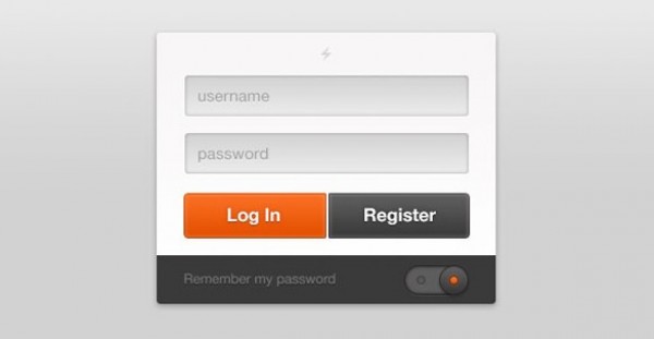 Stylish Login Form with Toggle PSD web unique ui elements ui toggle stylish signin sign-in remember me quality psd original orange button new modern login form login interface hi-res HD fresh free download free field elements download detailed design creative clean   