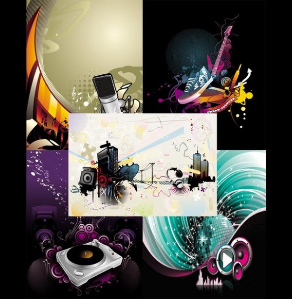 5 Cool Urban City Music Vector Packs web urban unique ui elements ui stylish speakers quality party original new music modern interface hi-res HD fresh free download free eps elements download disco ball detailed design creative colorful clean city background ai abstract   