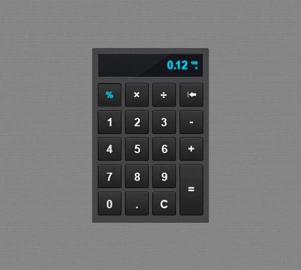 Pixel Perfect Grey Calculator Element PSD web unique ui elements ui stylish quality psd original new modern interface hi-res HD grey fresh free download free elements download digits detailed design creative clean calculator blue   