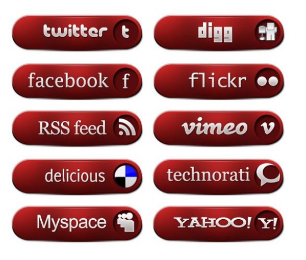 10 Chunky Red Social Media Icons Set PSD web unique ui elements ui stylish social set red quality psd oval original new networking modern media interface icons hi-res HD fresh free download free elements download detailed design creative clean chunky bookmarking   