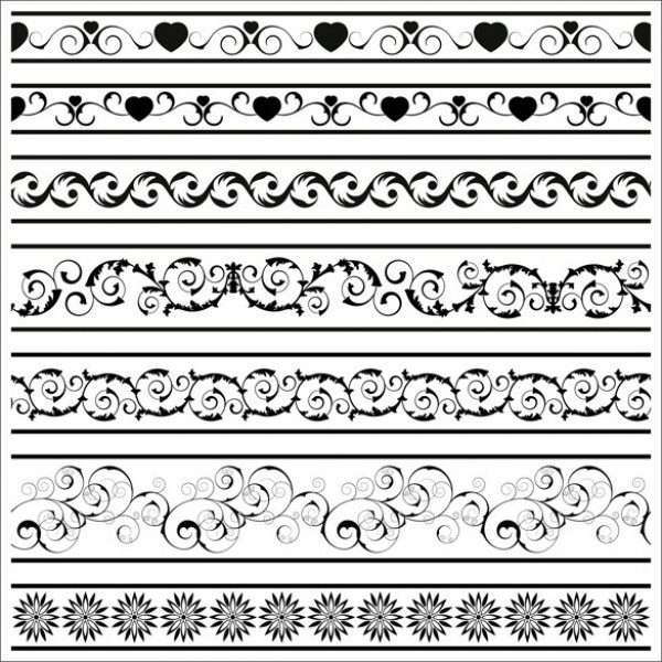 Decorative Ornamental Vector Borders Set web vector unique ui elements stylish scroll quality ornaments ornamental original new interface illustrator high quality hi-res hearts HD graphic fresh free download free elements download detailed design decorative decorations creative borders   