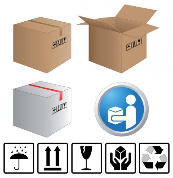 Pixel Perfect Boxes & Symbols Vector vector unique symbol stylish shipping symbols shipping quality original open box illustrator high quality graphic free download free download delivery creative closed box boxes box   