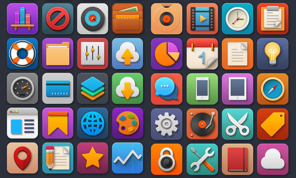 44 Colorful "Softies" Rounded Icons Set ui elements softies icons softies set rounded pack icons free download free download colorful   
