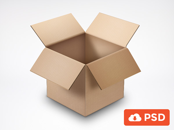 Realistic Opened Cardboard Box PSD ui elements ui shipping opened open cardboard box open free download free cardboard box box   