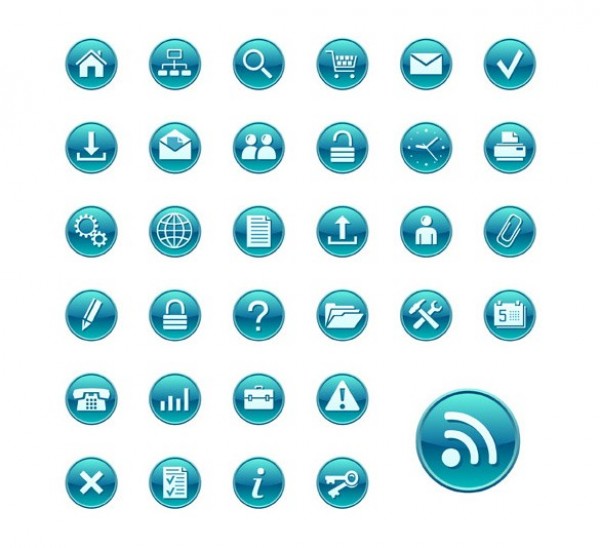 33 Crisp Blue Round Web UI Vector Icons Set web vector icons vector unique ui elements stylish set round quality pack original new interface illustrator icons high quality hi-res HD graphic glossy fresh free download free elements download detailed design creative blue   